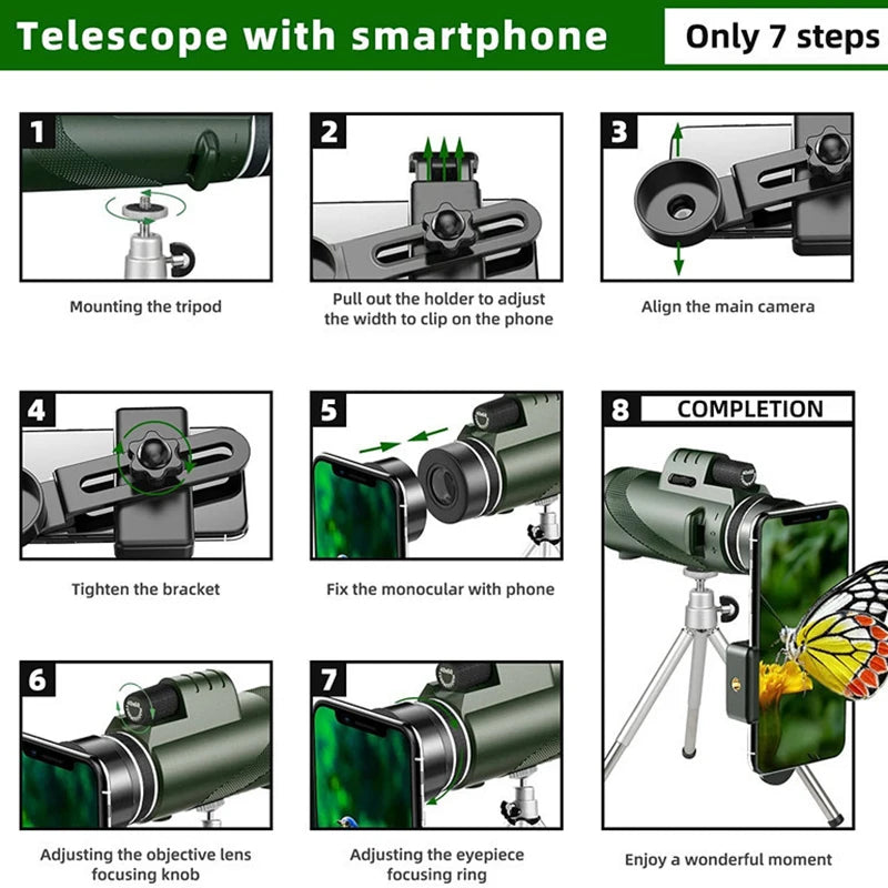 Zoom portátil hd 5000m telescópio dobrável de longa distância mini telescópio poderoso para caça esportes ao ar livre acampamento viagem