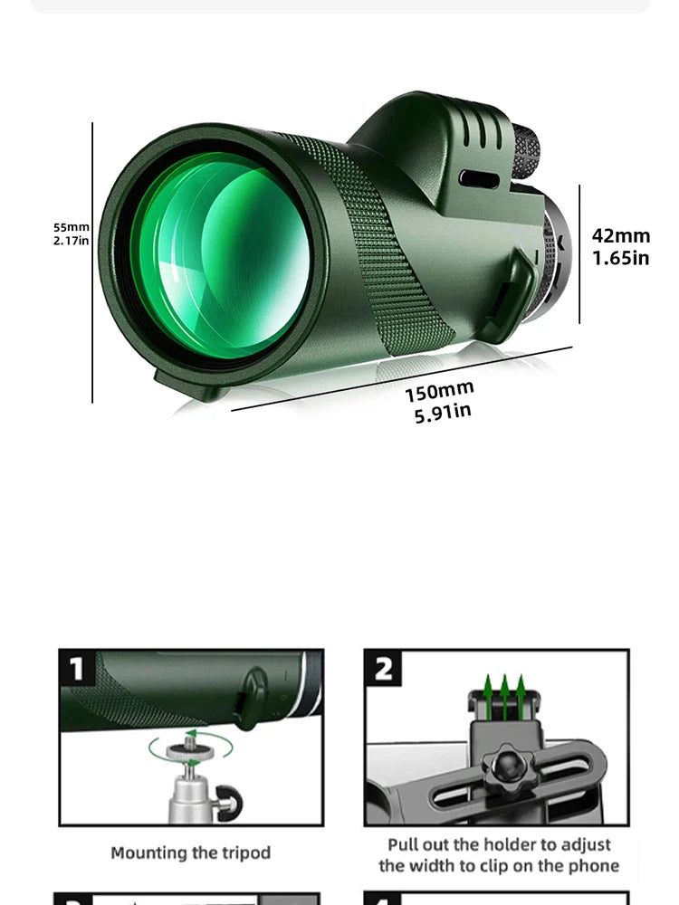 Zoom portátil hd 5000m telescópio dobrável de longa distância mini telescópio poderoso para caça esportes ao ar livre acampamento viagem