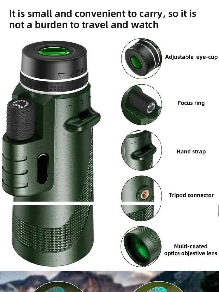 Zoom portátil hd 5000m telescópio dobrável de longa distância mini telescópio poderoso para caça esportes ao ar livre acampamento viagem